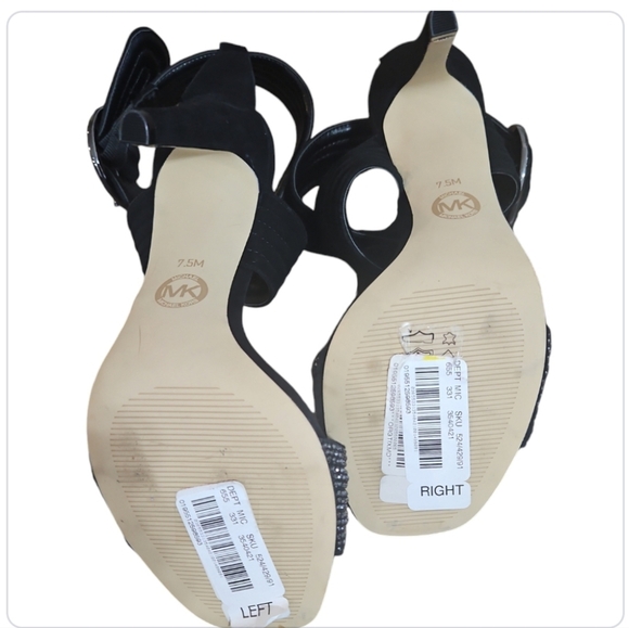 Michael Kors Black Suede Heel Sandals Crisscross Straps Embellished New sz 7.5 - Picture 11 of 12